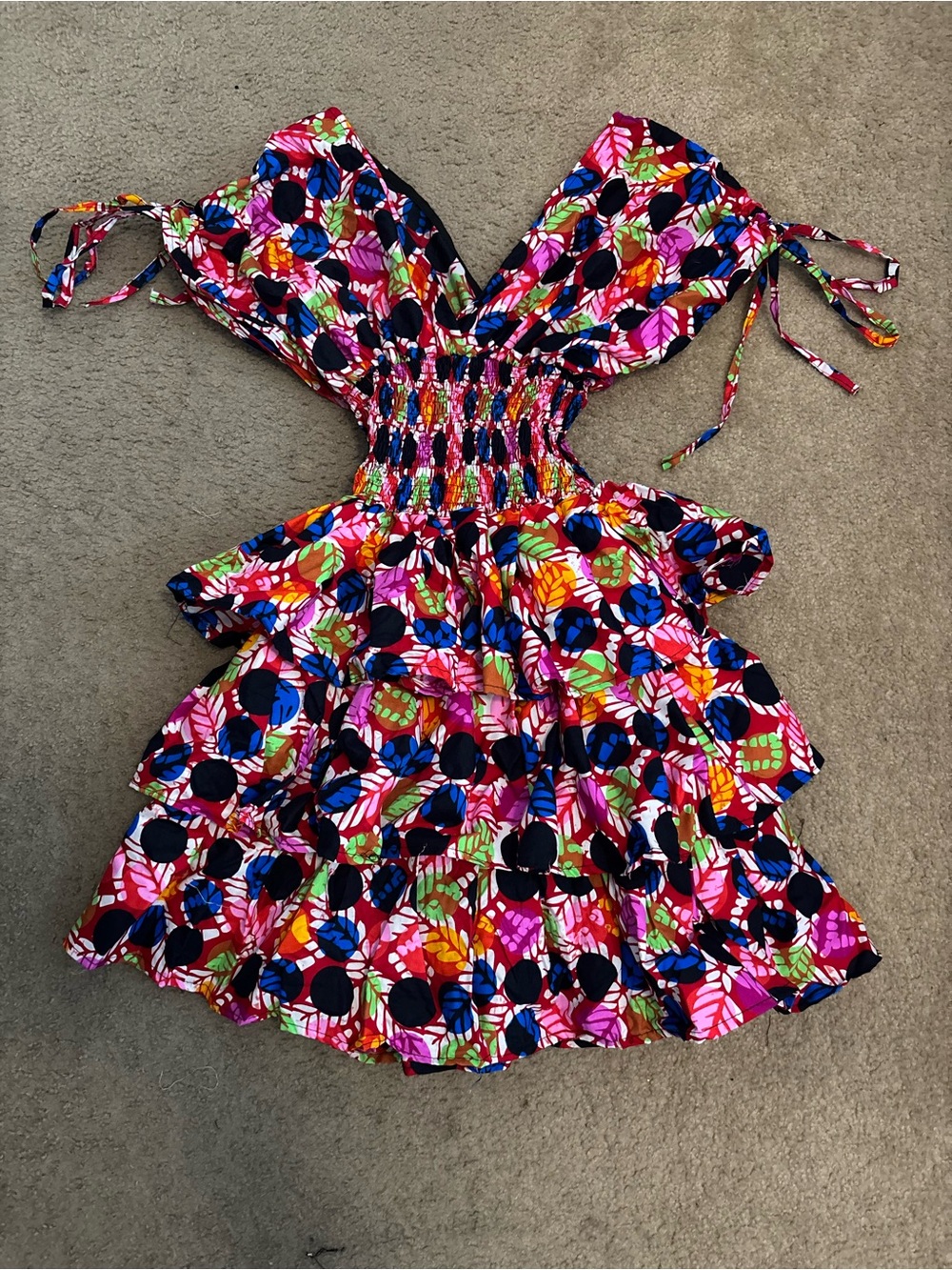 Colorful Floral Ruffled Sundress